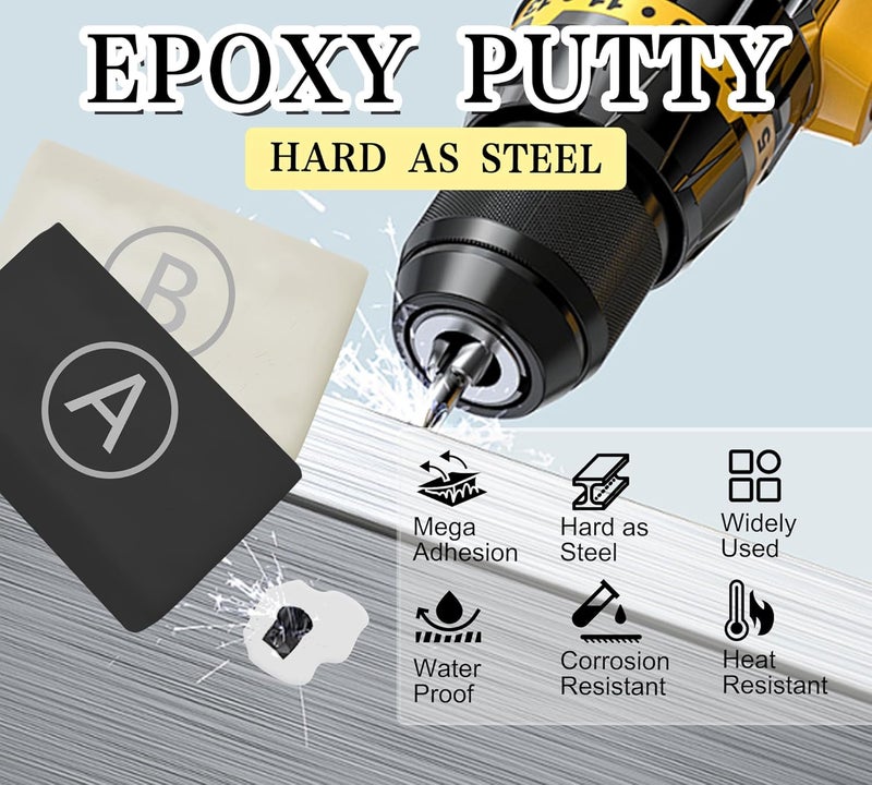 Holamdo Epoxy Putty, 12oz/340g Black Epoxy Sculpt Clay Fix Leaks, Cracks, Filling, Multi-Purpose Putty Stick Filler for Bonding Metal, Wood, Tile, Ceramics, Pool Plumbers Puttys Mega Adhesion & Waterproof - Image 2